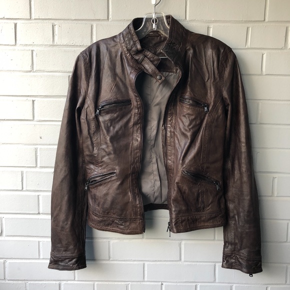 NWOT m0851 Chocolate Brown Leather Jacket - Picture 6 of 11